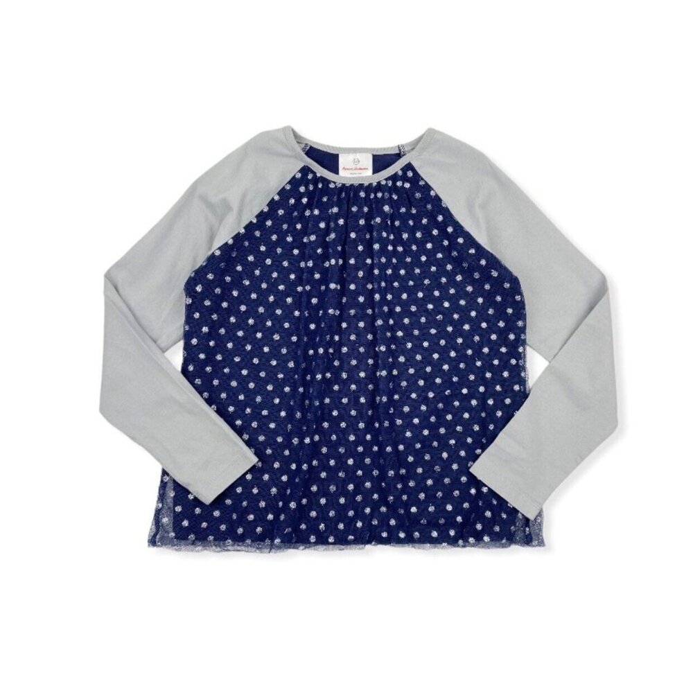 Hanna Andersson Soft Tulle Raglan Tee in Silver Dot